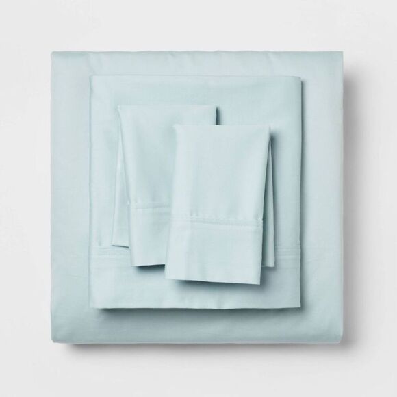 Threshold -  400 Thread Count Cotton Sateen 4-Piece S Light Blue - Picture 1 of 4